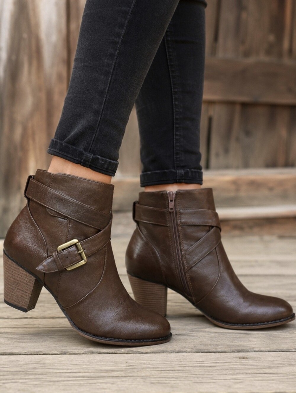 Nine West Dont Do It Y2K Western Boho Revival Harness Block Heel Bootie 8M